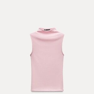 NWOT Zara Pink Sleeveless Mock Neck Tank Top